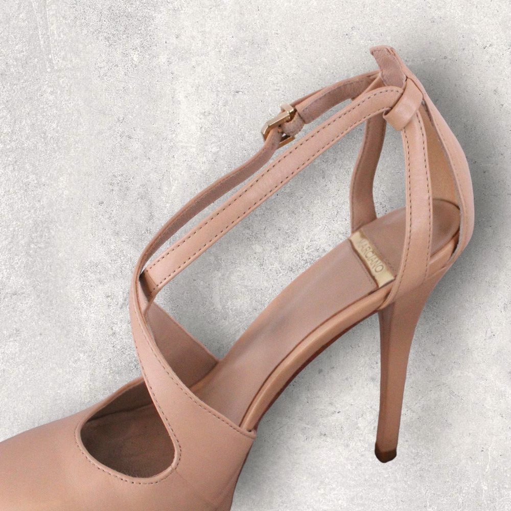 MARCIANO Platform Stilletos Crossover Straps in Beige Size 6.5M - Picture 9 of 16